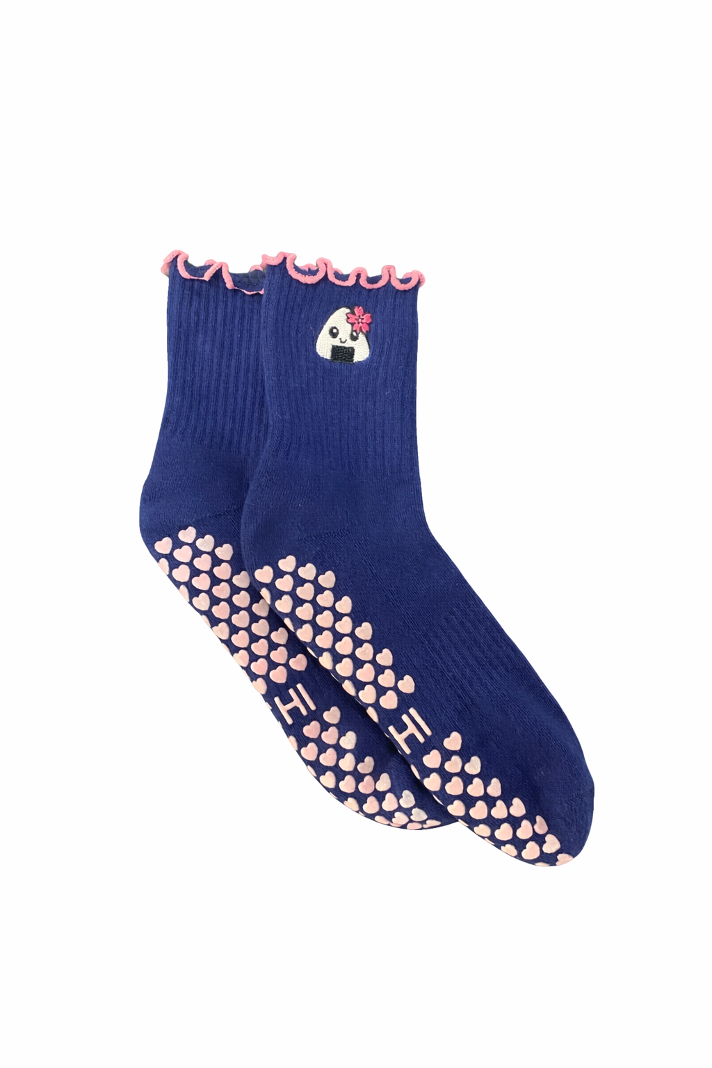 Dark Blue Onigiri Cherry Blossom Grip Socks