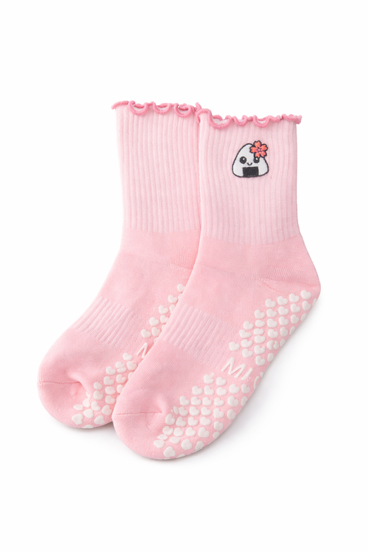 Pink Onigiri Cherry Blossom Grip Socks